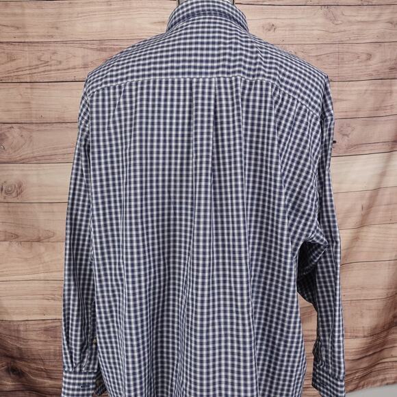 VAN HEUSEN WRINKLE FREE BROADCLOTH BLUE PLAID BUTTON DOWN SHIRT MENS SZ XXL 2XL - Picture 4 of 6